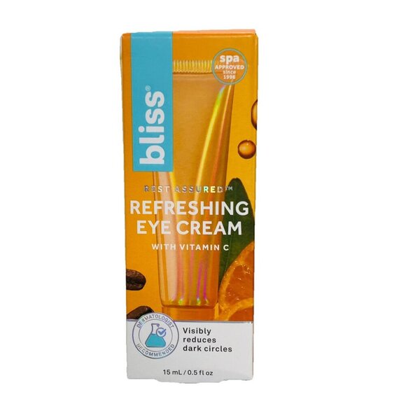 BLISS Rest Assured Refreshing Eye Cream 0.5 fl oz Dark Circle Depuff Vit. C NEW - Picture 2 of 5